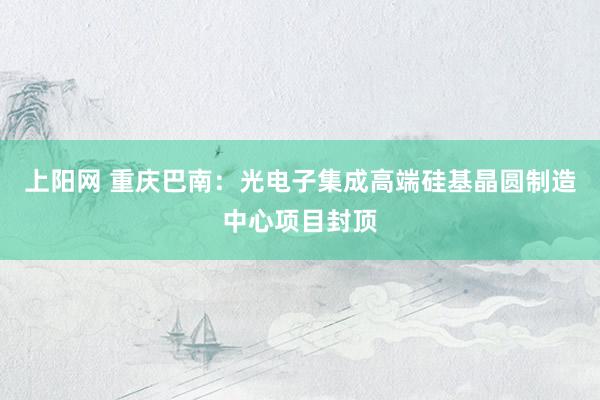 上阳网 重庆巴南：光电子集成高端硅基晶圆制造中心项目封顶