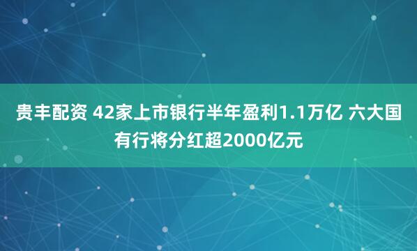 贵丰配资 42家上市银行半年盈利1.1万亿 六大国有行将分红超2000亿元